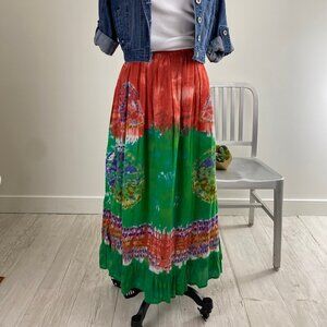 ST John Bay Tye Dye Hippie Festival Peasant Gypsy Skirt M/L